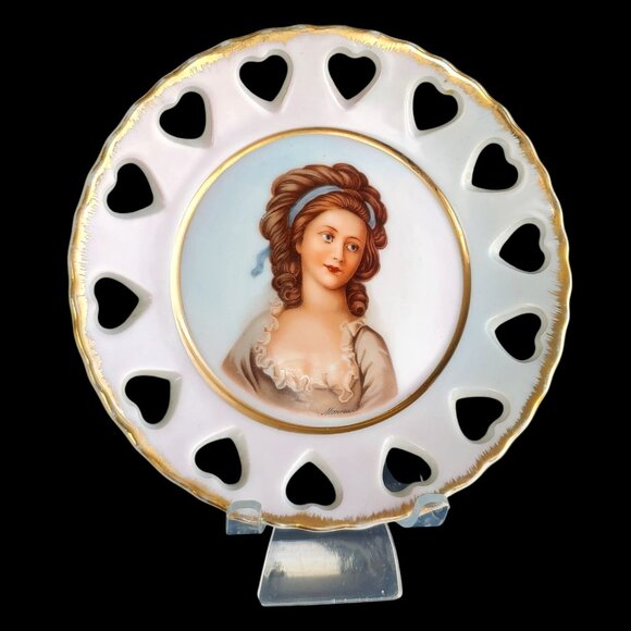 Valentine Heart Vintage Small Portrait Plate Decorative Romantic Woman Love - Picture 9 of 9